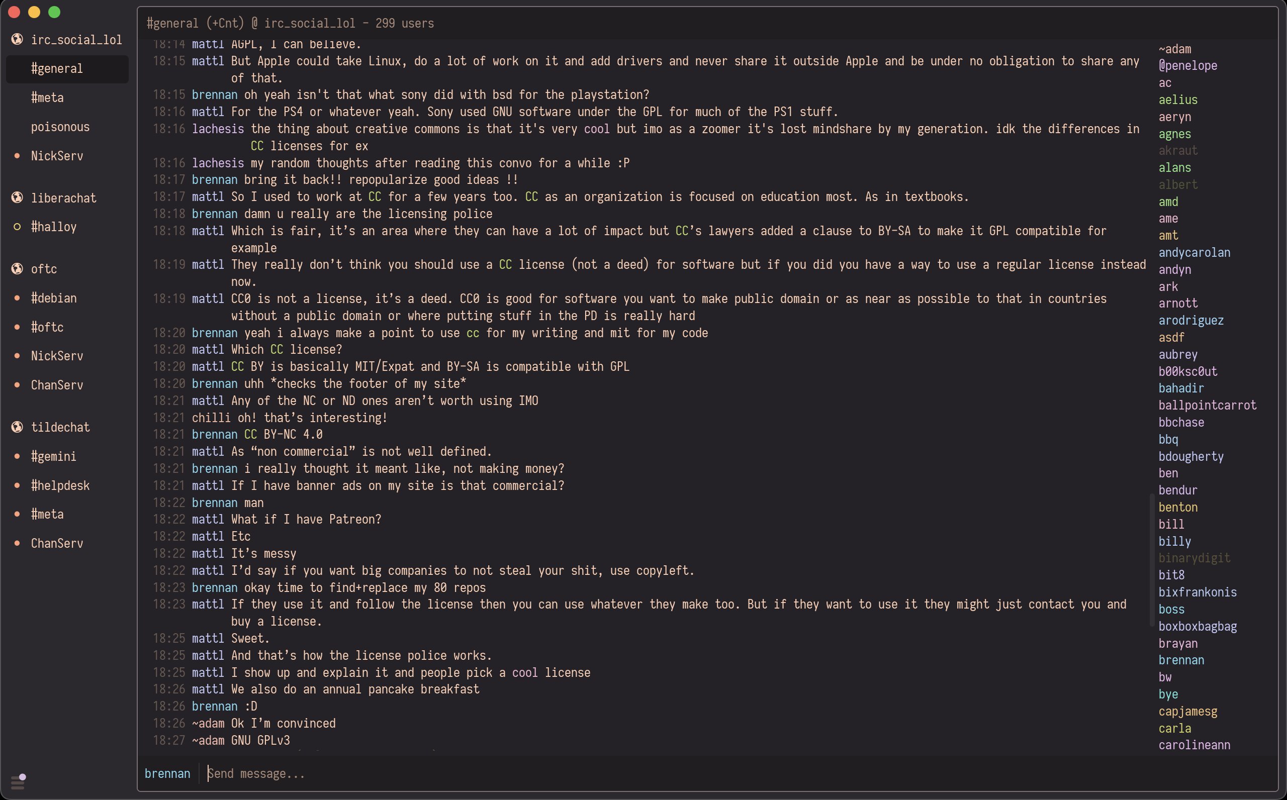 IRC conversation with Dr. Matt Lee discussing open source licensing and copyleft principles