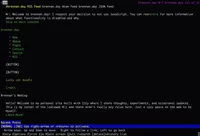 A terminal window showing the Lynx web browser displaying a text-only version of a website, with ASCII art and links numbered for keyboard navigation.
